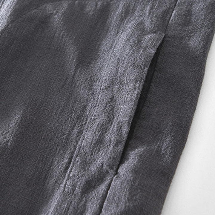 Chaqueta de lino y ramio de manga larga para hombre con diseño de botones sencillos y bolsillos de Buddha Stones Commute - image 23