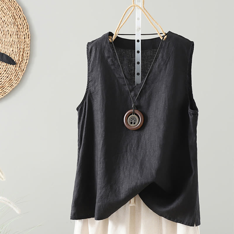 Chaleco vintage de verano con cuello en V y estampado de Buddha Stones para mujer - Negro - US8-10，UK/AU12-14，EU40-42 (2XL) - image 10