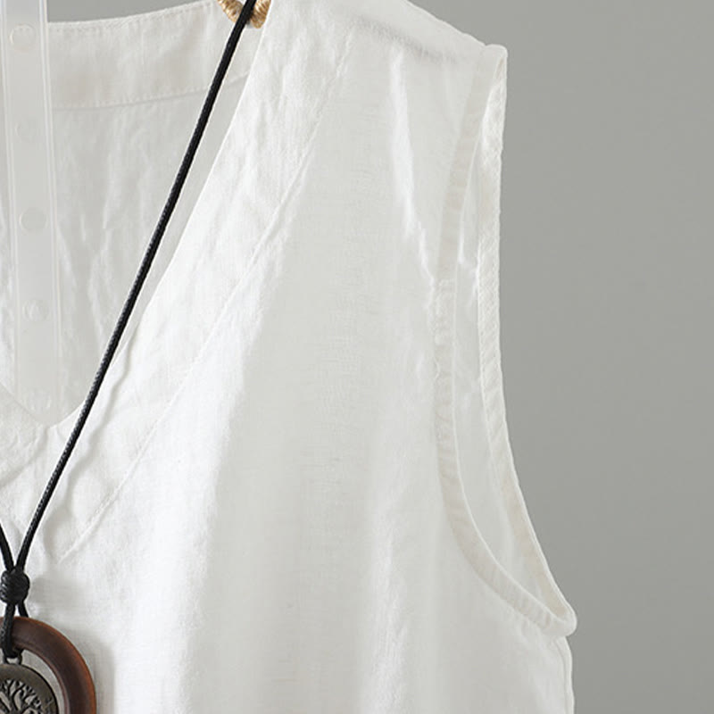 Chaleco vintage de verano con cuello en V y estampado de Buddha Stones para mujer - image 16