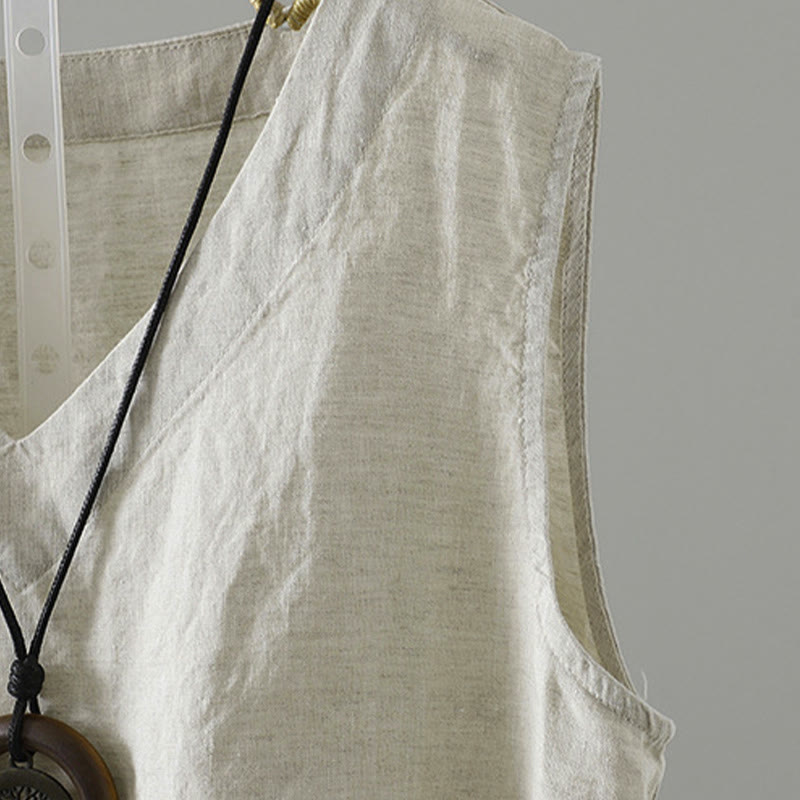 Chaleco vintage de verano con cuello en V y estampado de Buddha Stones para mujer - image 24