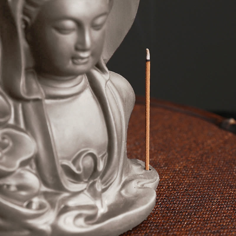 Quemador de incienso de fuente de humo de reflujo curativo de loto de Buda Avalokitesvara tibetano de Buddha Stones de Buda - image 3