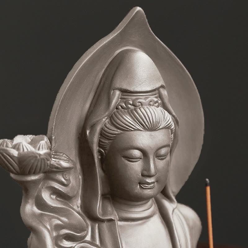 Quemador de incienso de fuente de humo de reflujo curativo de loto de Buda Avalokitesvara tibetano de Buddha Stones de Buda - image 2