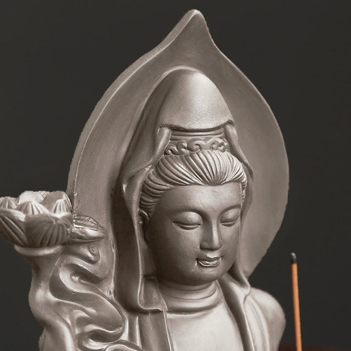 Quemador de incienso de fuente de humo de reflujo curativo de loto de Buda Avalokitesvara tibetano de Buddha Stones de Buda - image 2