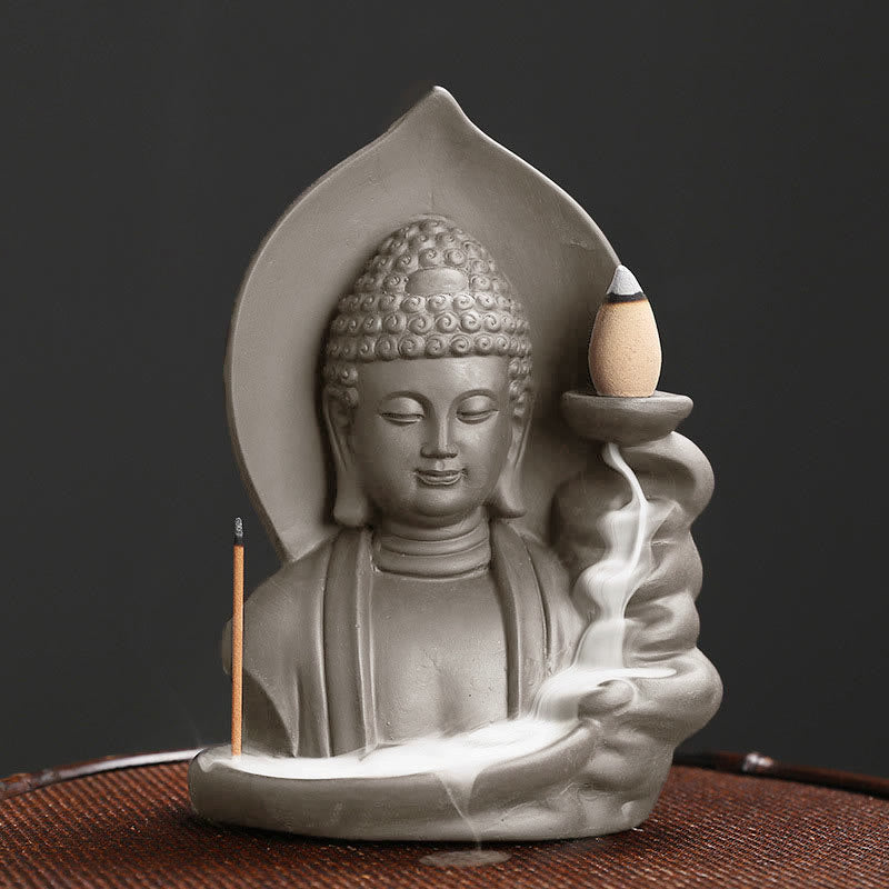 Quemador de incienso de fuente de humo de reflujo curativo de loto de Buda Avalokitesvara tibetano de Buddha Stones de Buda - Buda - image 13