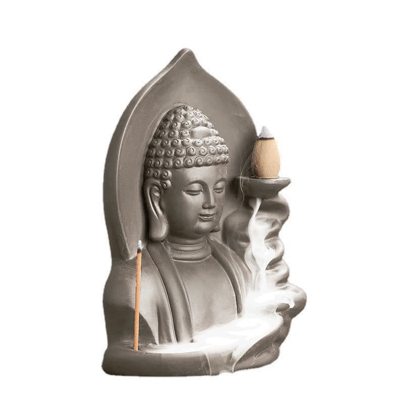 Quemador de incienso de fuente de humo de reflujo curativo de loto de Buda Avalokitesvara tibetano de Buddha Stones de Buda - image 22