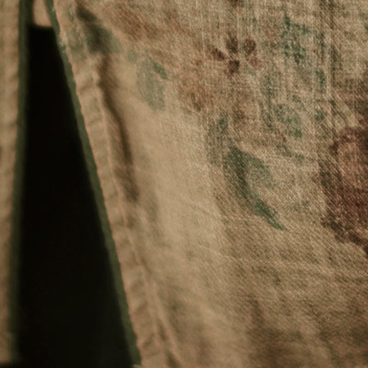 Camisa con botones de rana y estampado de flores moradas con Buddha Stones - image 7