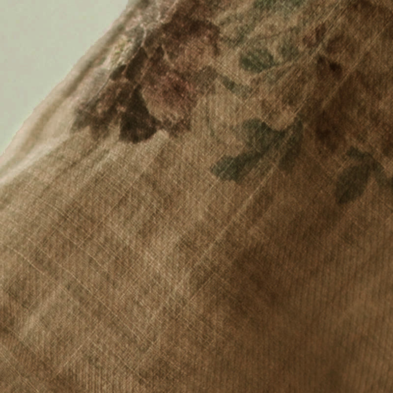 Camisa con botones de rana y estampado de flores moradas con Buddha Stones - image 9