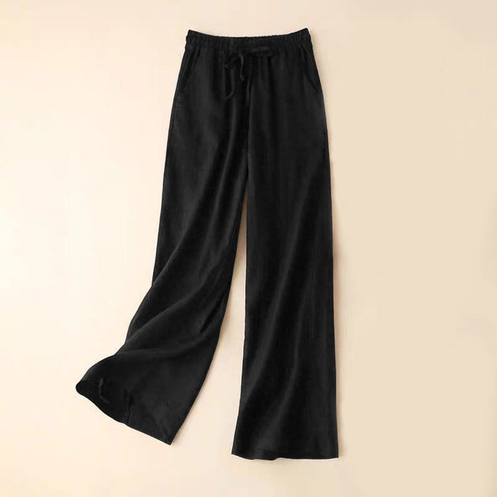 Pantalones casuales de cintura alta con cordones y pernera ancha con bolsillos de Buddha Stones - Negro - US12, UK/AU16, EU44 (3XL) - image 17