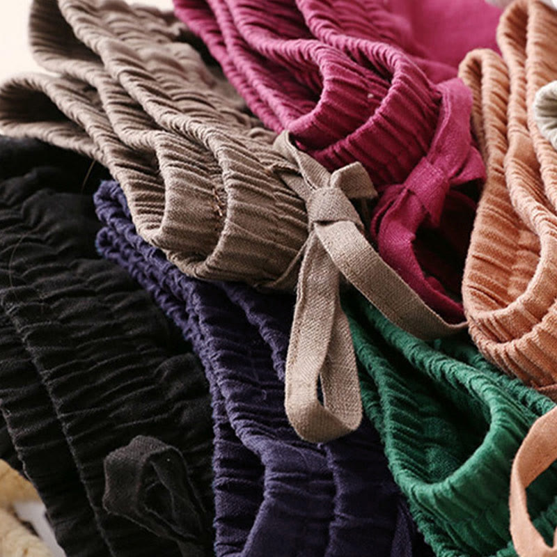 Pantalones casuales de cintura alta con cordones y pernera ancha con bolsillos de Buddha Stones - image 31