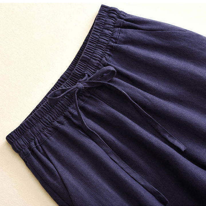 Pantalones casuales de cintura alta con cordones y pernera ancha con bolsillos de Buddha Stones - image 22