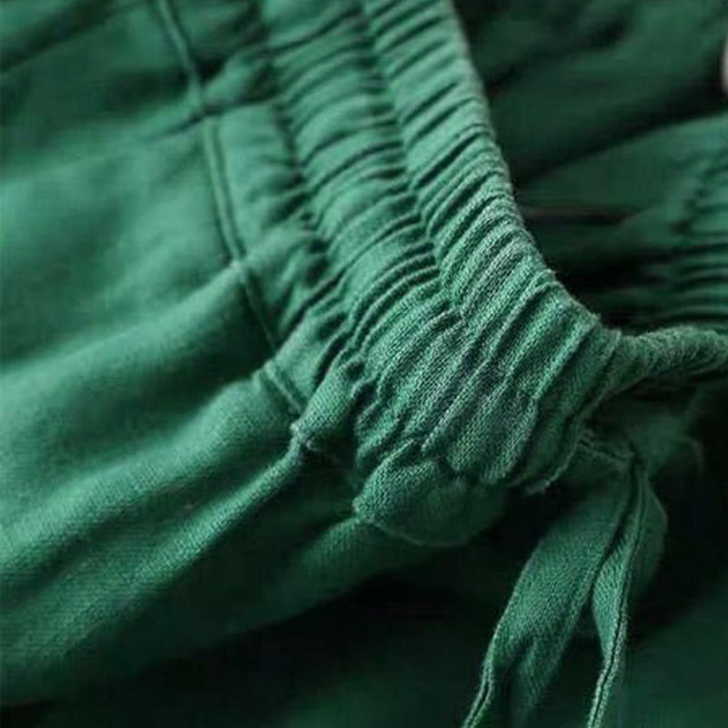 Pantalones casuales de cintura alta con cordones y pernera ancha con bolsillos de Buddha Stones - image 11