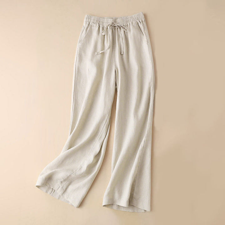 Pantalones casuales de cintura alta con cordones y pernera ancha con bolsillos de Buddha Stones - Lino - US12, UK/AU16, EU44 (3XL) - image 24