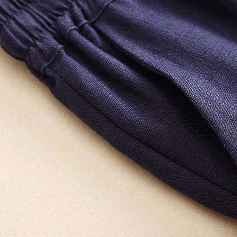 Pantalones casuales de cintura alta con cordones y pernera ancha con bolsillos de Buddha Stones - image 23