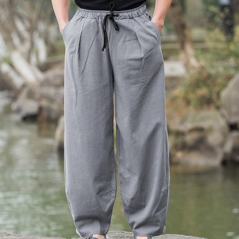 Pantalones bombachos casuales de lino con bolsillos para hombre de Buddha Stones - image 15