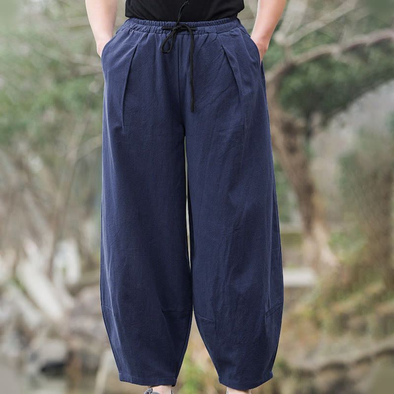 Pantalones bombachos casuales de lino con bolsillos para hombre de Buddha Stones - image 6