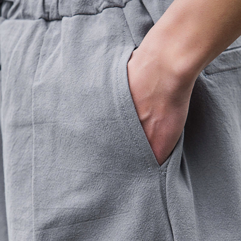 Pantalones bombachos casuales de lino con bolsillos para hombre de Buddha Stones - image 17