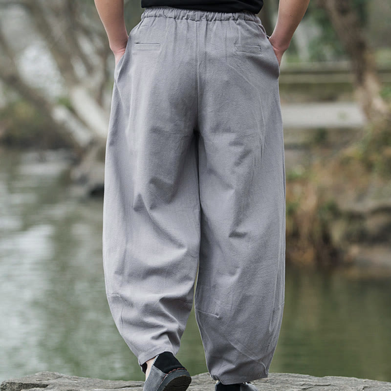 Pantalones bombachos casuales de lino con bolsillos para hombre de Buddha Stones - image 14