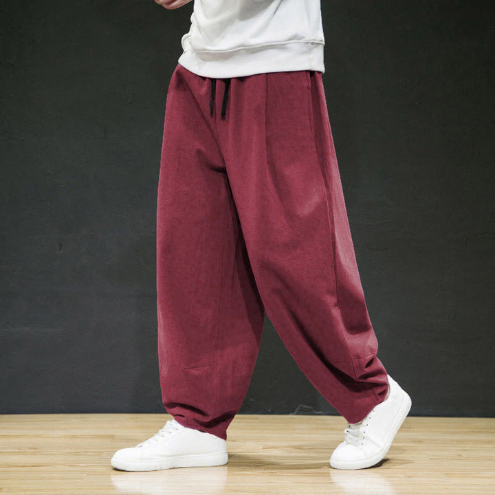 Pantalones bombachos casuales de lino con bolsillos para hombre de Buddha Stones - Ladrillo refractario - US/UK/AU44, UE54 (5XL) - image 9