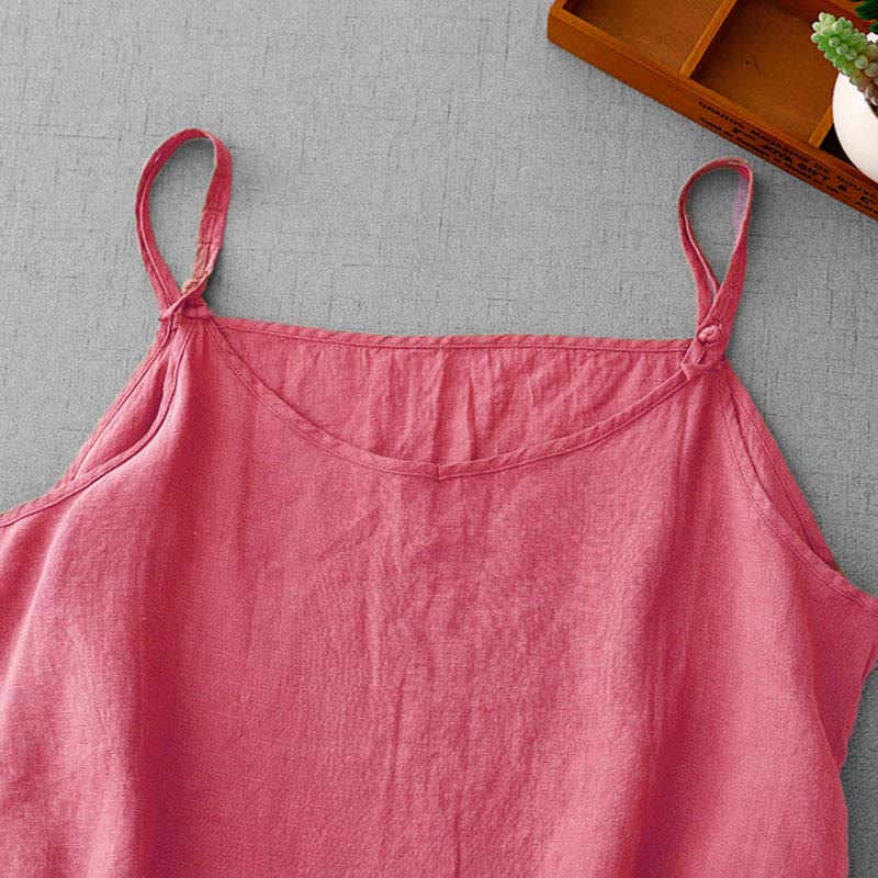 Chaleco de lino y algodón para mujer con diseño de correa ajustable y diseño de Buddha Stones de verano - image 29