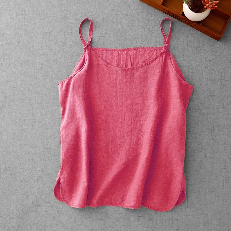Chaleco de lino y algodón para mujer con diseño de correa ajustable y diseño de Buddha Stones de verano - Salmón - US14，UK/AU18，EU46 (2XL) - image 26