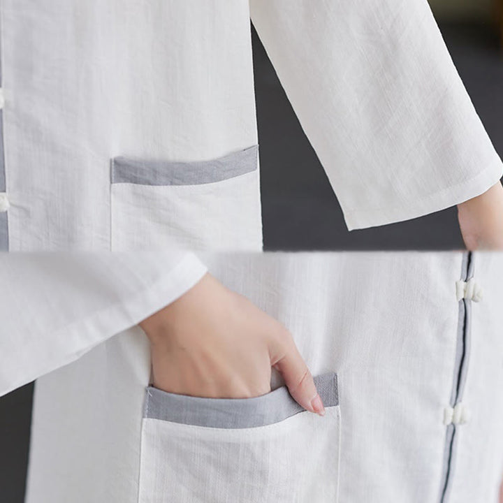 Conjunto de 2 piezas de camisa y pantalones de tai chi de algodón con Buddha Stones para mujer, ropa de meditación zen - image 15