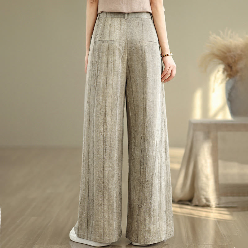 Pantalones casuales Buddha Stones de algodón para mujer, cintura elástica, pierna ancha y bolsillos, color tostado - image 3