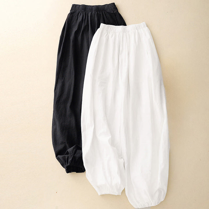 Pantalones harén de algodón para mujer, con diseño sencillo e informal, con bolsillos y estampado de Buddha Stones - image 12