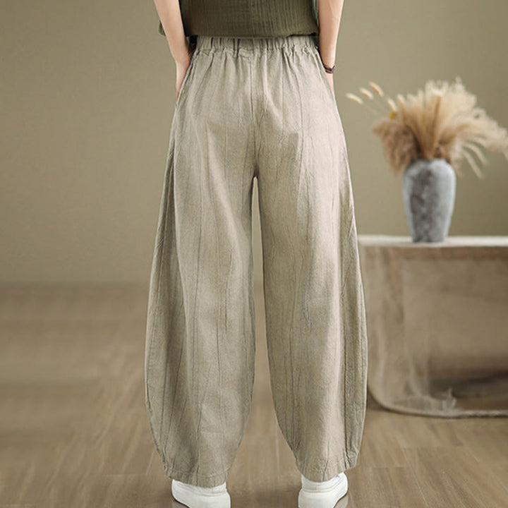 Pantalones harén de lino y algodón para mujer, informales, con bolsillos, de Buddha Stones - image 3