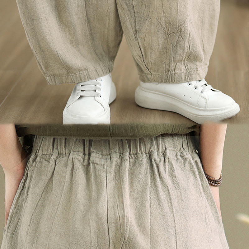 Pantalones harén de lino y algodón para mujer, informales, con bolsillos, de Buddha Stones - image 8