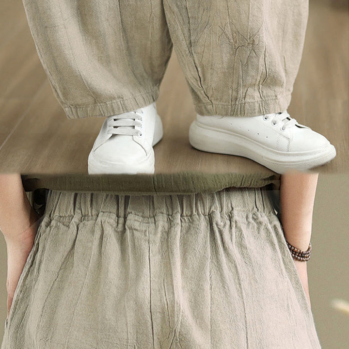 Pantalones harén de lino y algodón para mujer, informales, con bolsillos, de Buddha Stones - image 8