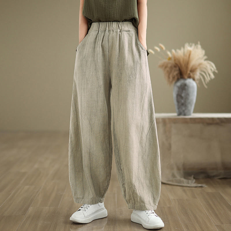Pantalones harén de lino y algodón para mujer, informales, con bolsillos, de Buddha Stones - image 4