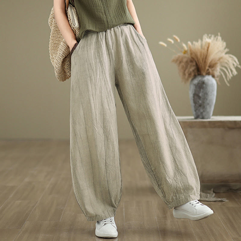 Pantalones harem casuales lisos para mujer con Buddha Stones y bolsillos. - image 1
