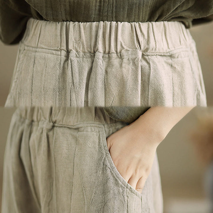 Pantalones harén de lino y algodón para mujer, informales, con bolsillos, de Buddha Stones - image 6