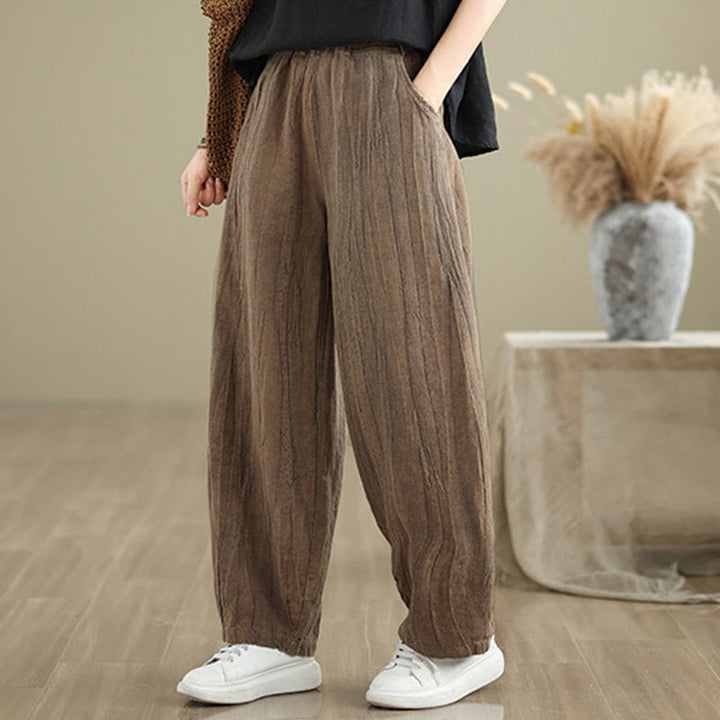 Pantalones harén de lino y algodón para mujer, informales, con bolsillos, de Buddha Stones - image 10