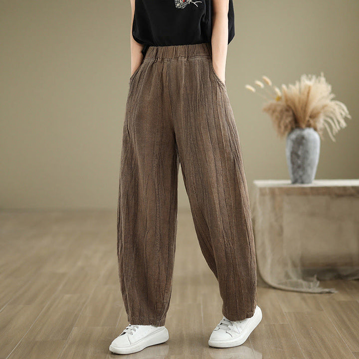 Pantalones harén de lino y algodón para mujer, informales, con bolsillos, de Buddha Stones - image 13