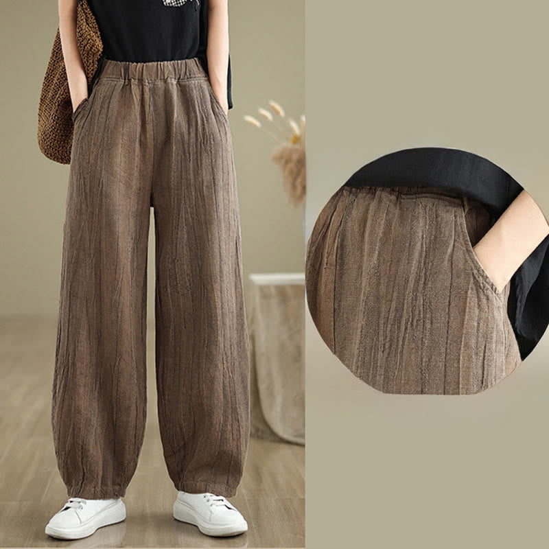 Pantalones harén de lino y algodón para mujer, informales, con bolsillos, de Buddha Stones - image 12