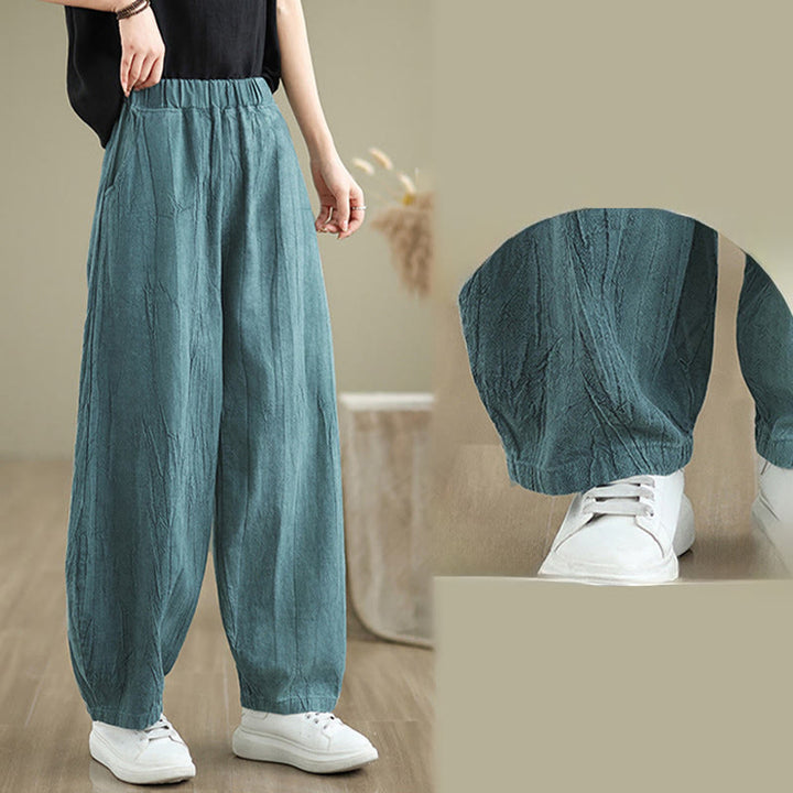 Pantalones harén de lino y algodón para mujer, informales, con bolsillos, de Buddha Stones - image 18