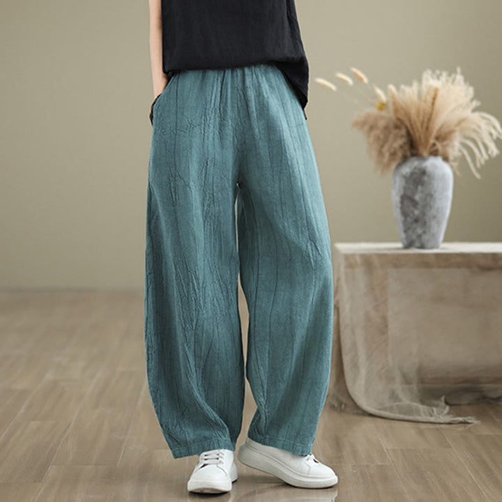 Pantalones harén de lino y algodón para mujer, informales, con bolsillos, de Buddha Stones - image 17