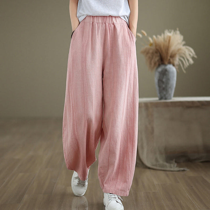 Pantalones harén de lino y algodón para mujer, informales, con bolsillos, de Buddha Stones - image 25