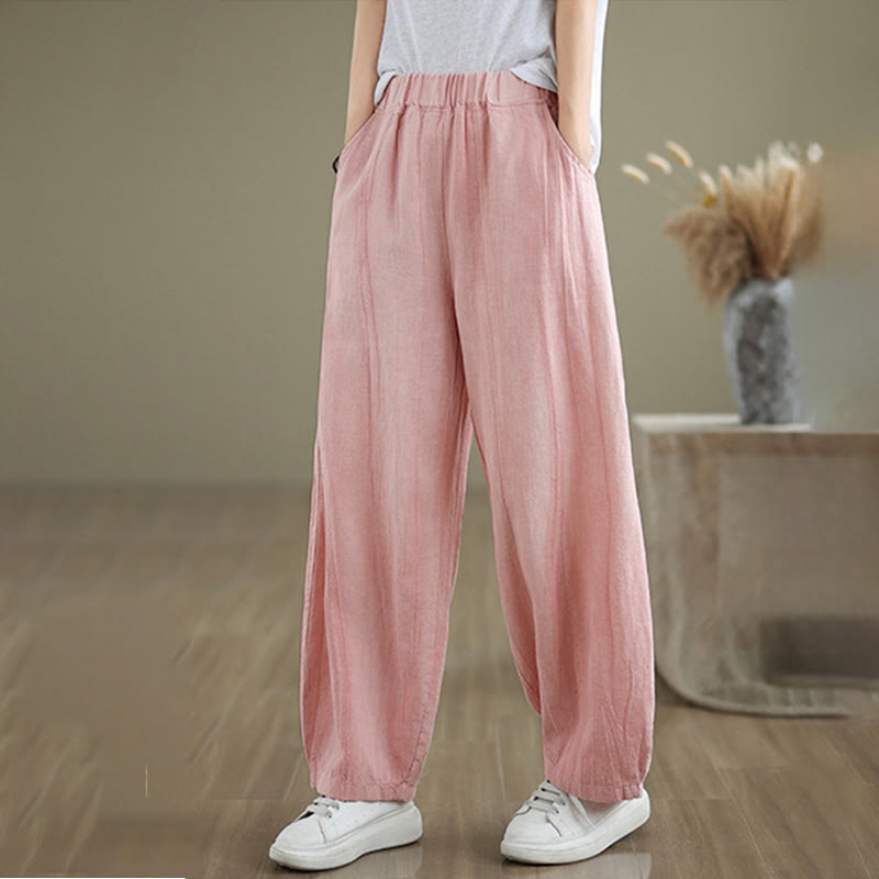 Pantalones harén de lino y algodón para mujer, informales, con bolsillos, de Buddha Stones - Rosa - US8-10，UK/AU12-14，EU40-42 (2XL) - image 19