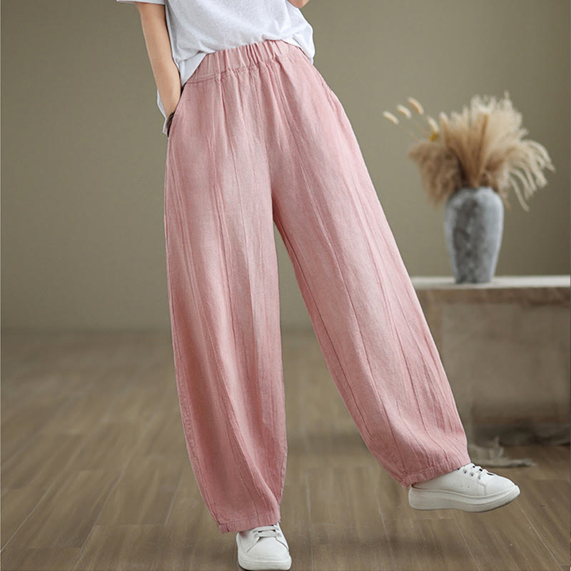 Pantalones harén de lino y algodón para mujer, informales, con bolsillos, de Buddha Stones - image 23