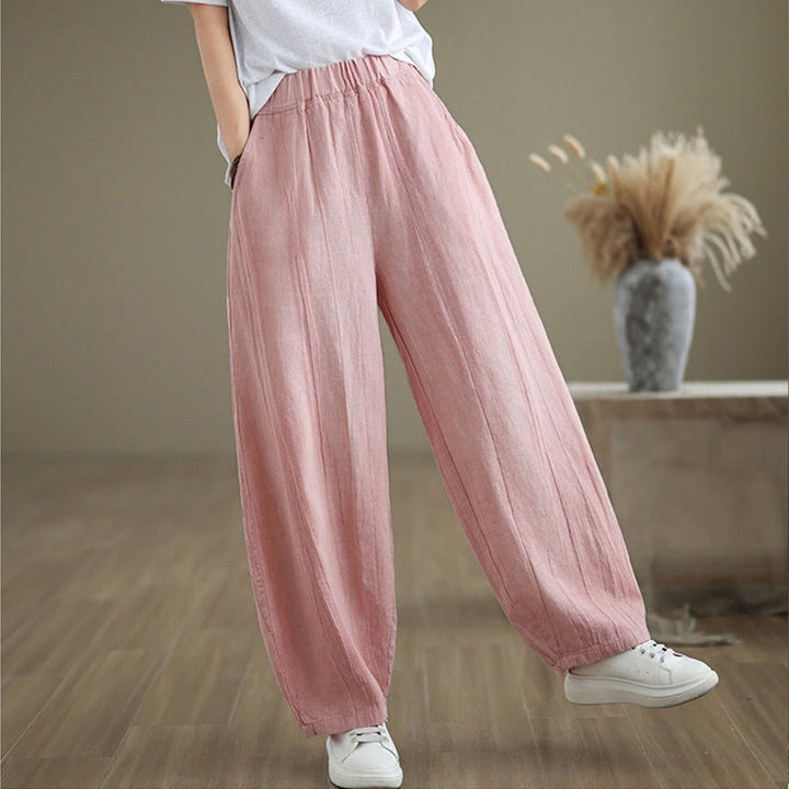 Pantalones harén de lino y algodón para mujer, informales, con bolsillos, de Buddha Stones - image 23
