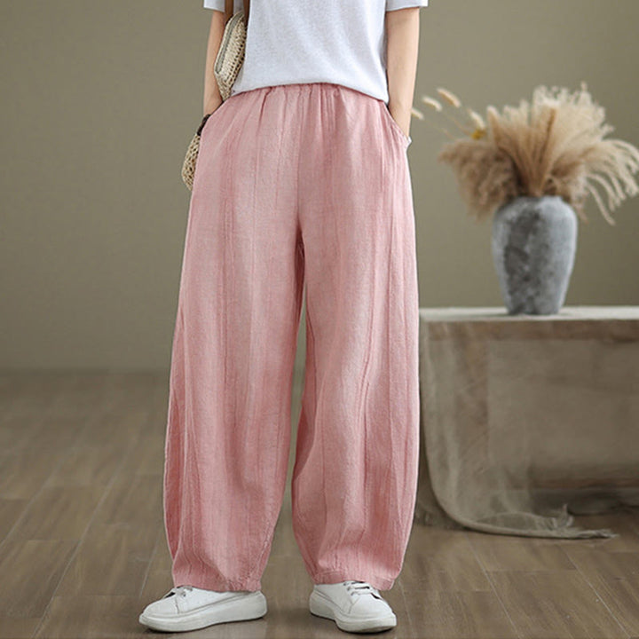 Pantalones harén de lino y algodón para mujer, informales, con bolsillos, de Buddha Stones - image 22