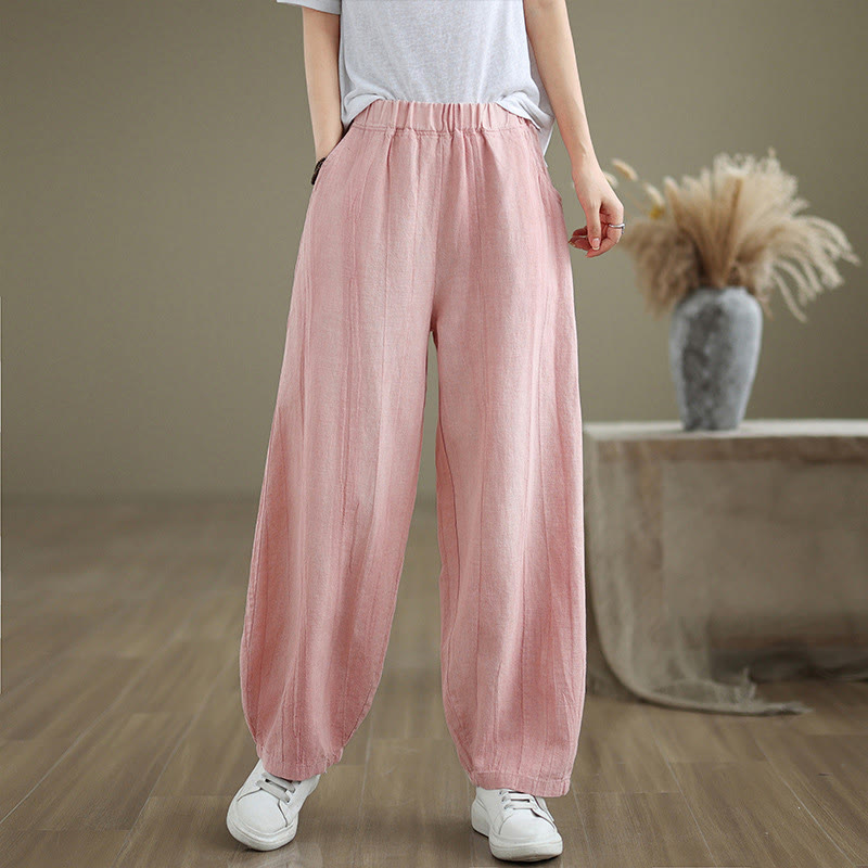 Pantalones harén de lino y algodón para mujer, informales, con bolsillos, de Buddha Stones - image 24