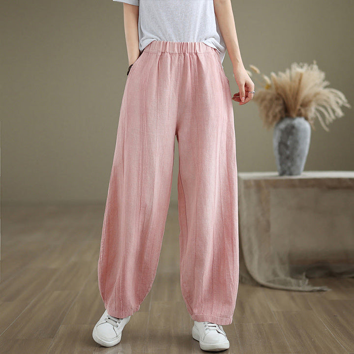 Pantalones harén de lino y algodón para mujer, informales, con bolsillos, de Buddha Stones - image 24