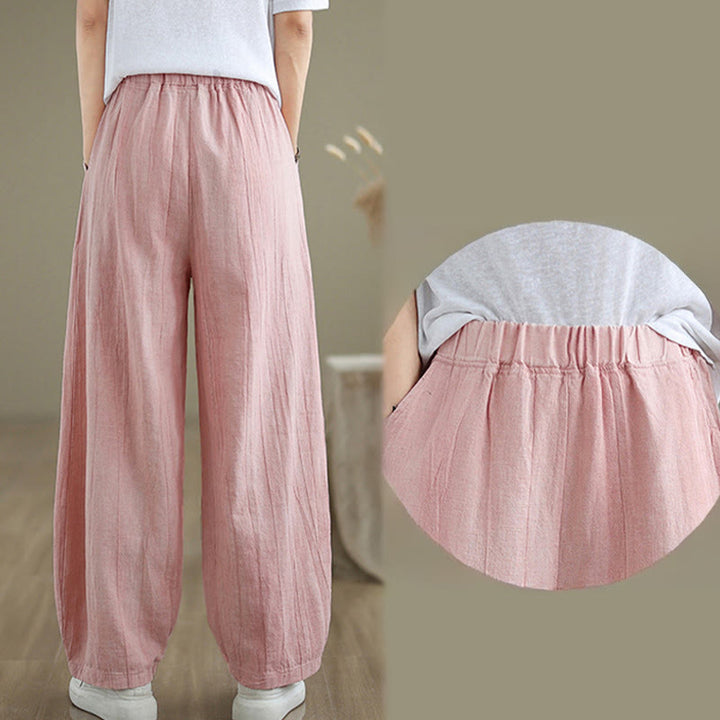 Pantalones harén de lino y algodón para mujer, informales, con bolsillos, de Buddha Stones - image 21