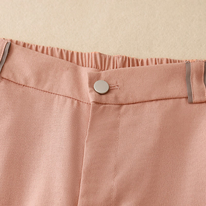 Pantalones casuales de lino y algodón con diseño de Buddha Stones , pierna recta, para mujer, con bolsillos - image 2