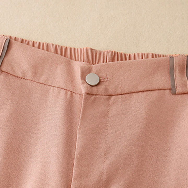 Pantalones casuales de lino y algodón con diseño de Buddha Stones , pierna recta, para mujer, con bolsillos - image 2