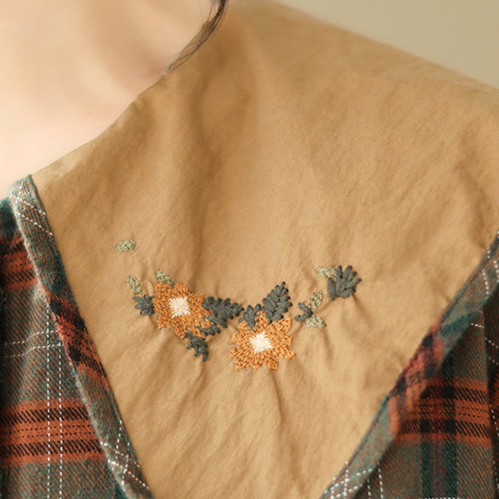 Camisa de algodón para mujer con estampado a cuadros y Buddha Stones - image 14
