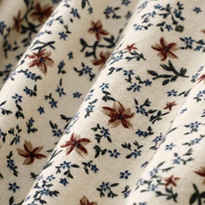 Camisa informal de algodón y lino con cuello redondo y estampado floral de Buddha Stones para mujer - image 8